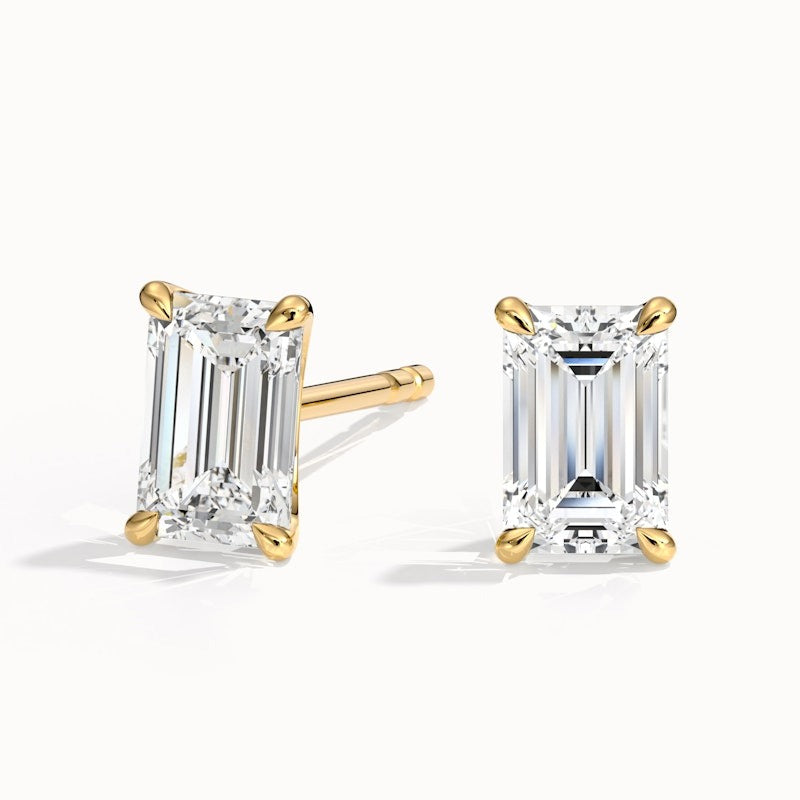 Emerald Cut Moissanite Stud Diamond Earrings  DestGlow