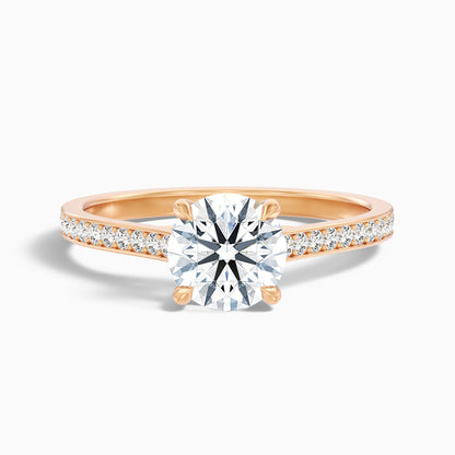 Kate 2.5 Carat Round Side Stone Pave Moissanite Engagement Ring in Platinum