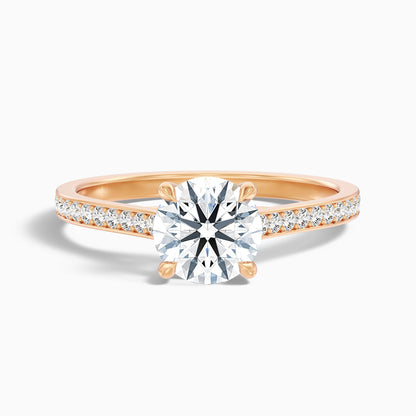 Elma 3 Carat Round Side Stone Pave Lab Grown Diamond Ring in 10k Rose Gold