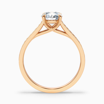 Elma 2.5 Carat Round Side Stone Pave Lab Grown Diamond Ring in 18k Yellow Gold