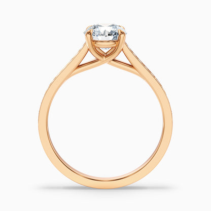 Elma 1 Carat Round Side Stone Pave Lab Grown Diamond Ring in 10k White Gold
