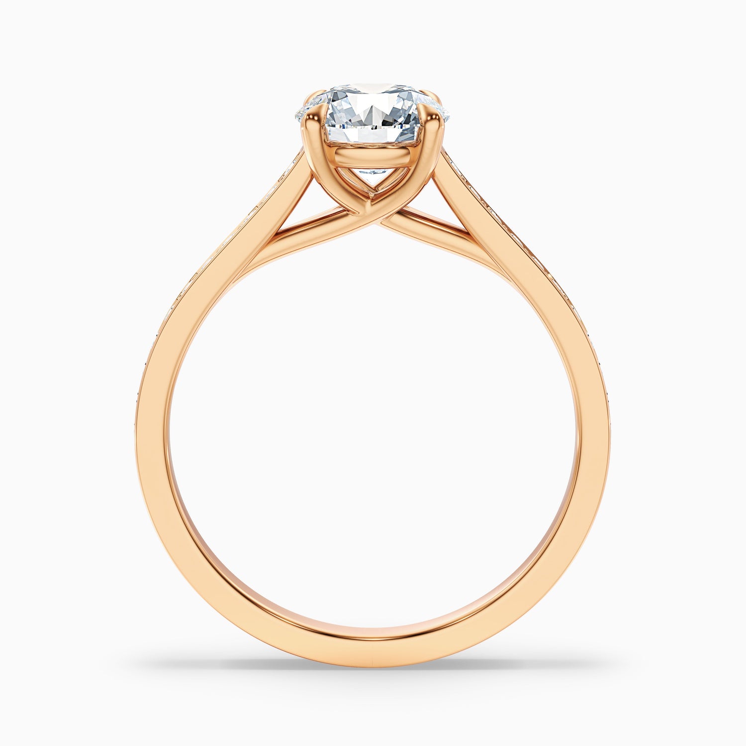 Elma 4.5 Carat Round Side Stone Pave Lab Grown Diamond Ring in 14k Rose Gold