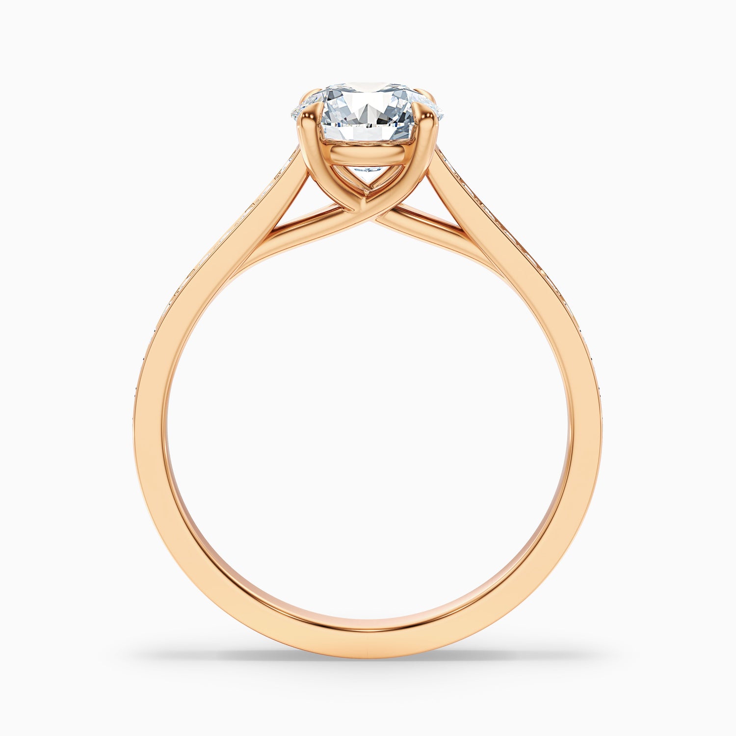 Kate 4 Carat Round Side Stone Pave Moissanite Engagement Ring in 14k White Gold