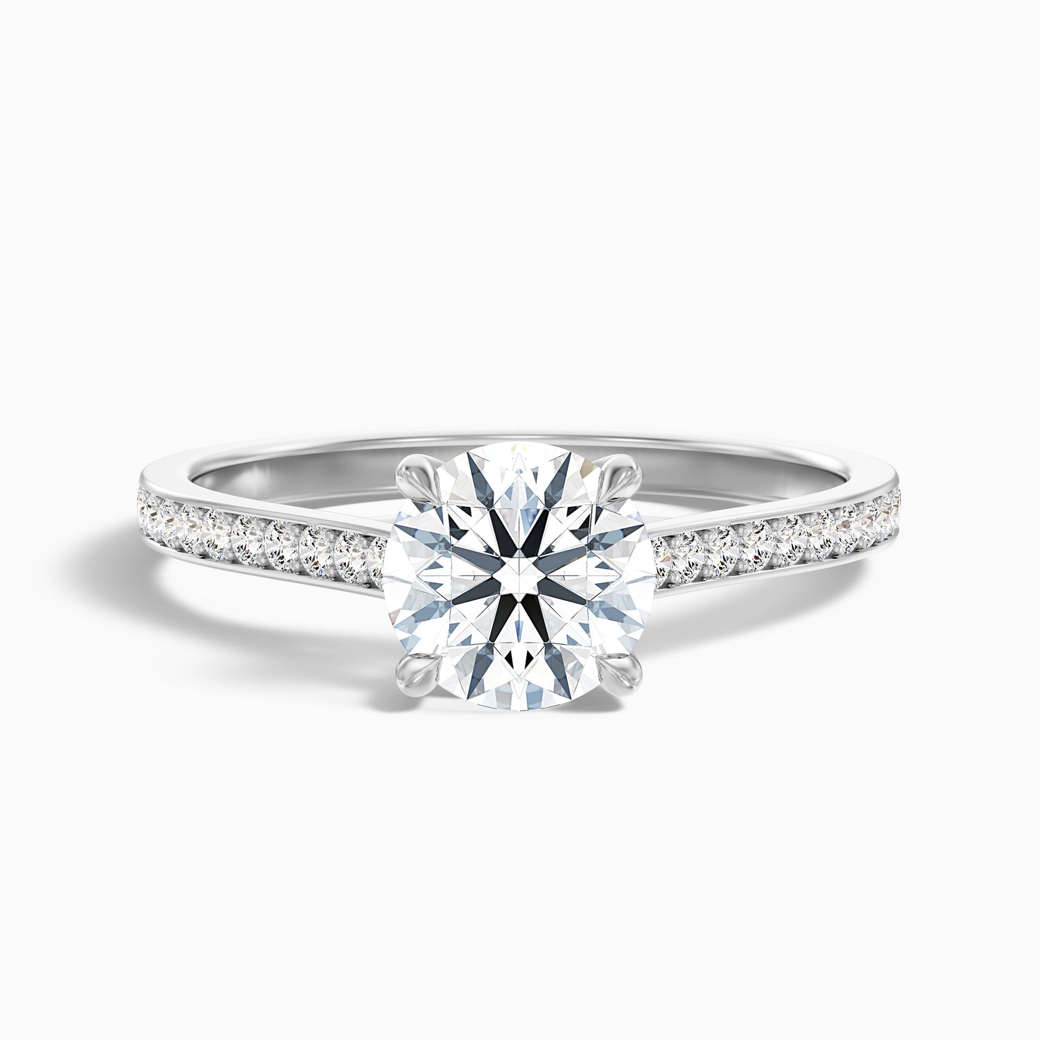 Elma 4.5 Carat Round Side Stone Pave Lab Grown Diamond Ring in 10k Yellow Gold