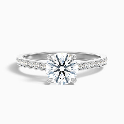 Elma 2 Carat Round Side Stone Pave Lab Grown Diamond Ring in 10k Yellow Gold