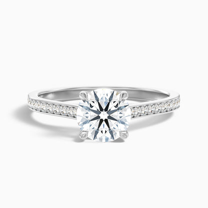 Elma 4 Carat Round Side Stone Pave Lab Grown Diamond Ring in 925 Sterling Silver