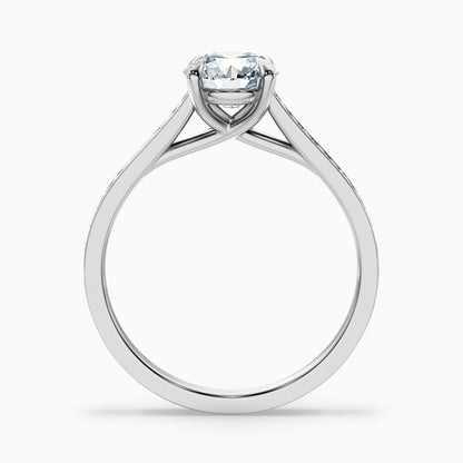 Elma 5 Carat Round Side Stone Pave Lab Grown Diamond Ring in 10k Rose Gold