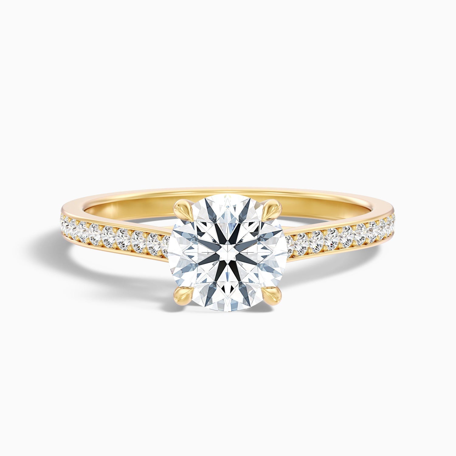 Kate 4.5 Carat Round Side Stone Pave Moissanite Engagement Ring in 925 Sterling Silver
