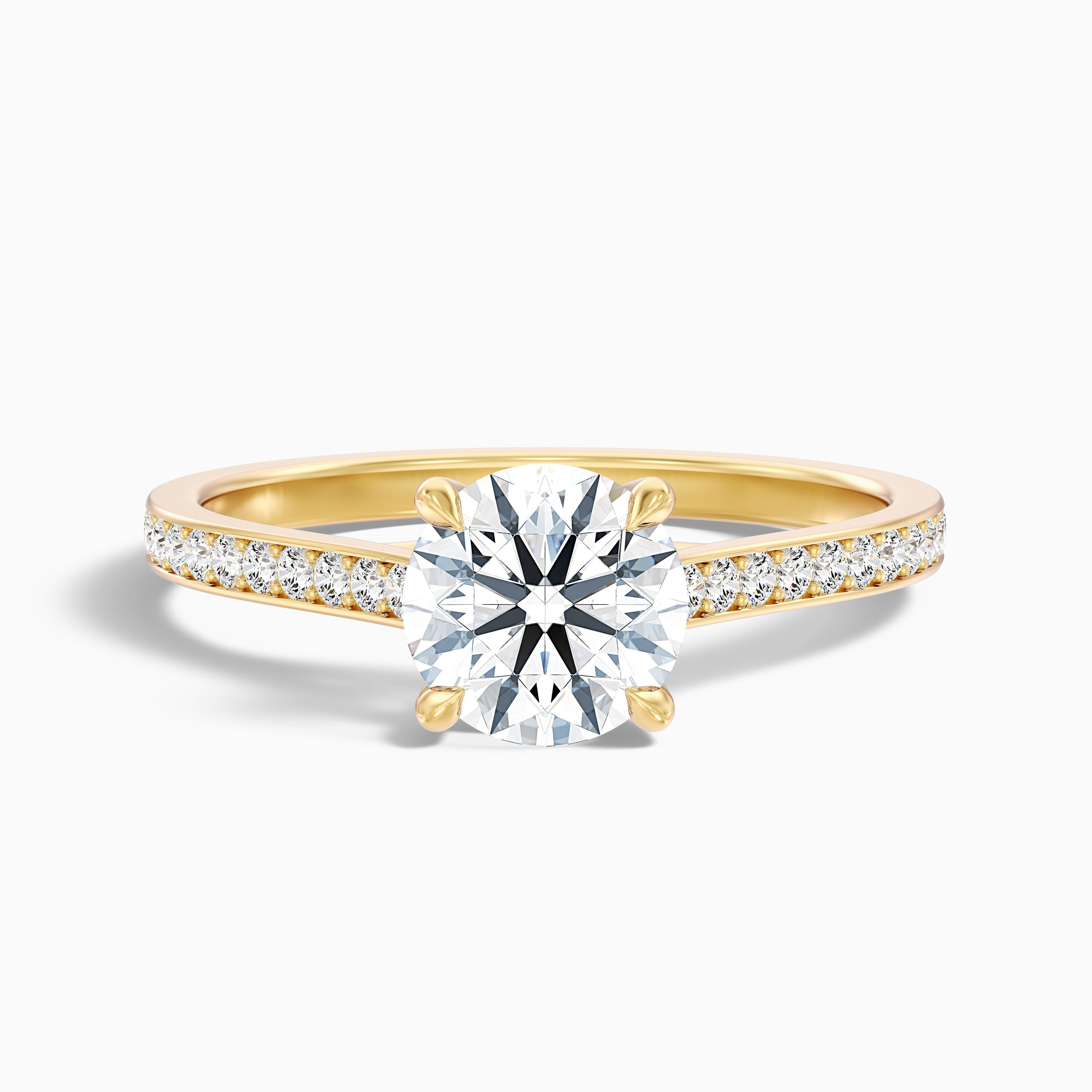 Kate 1.5 Carat Round Side Stone Pave Moissanite Engagement Ring in 925 Sterling Silver
