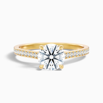 Kate 3.5 Carat Round Side Stone Pave Moissanite Engagement Ring in 14k White Gold