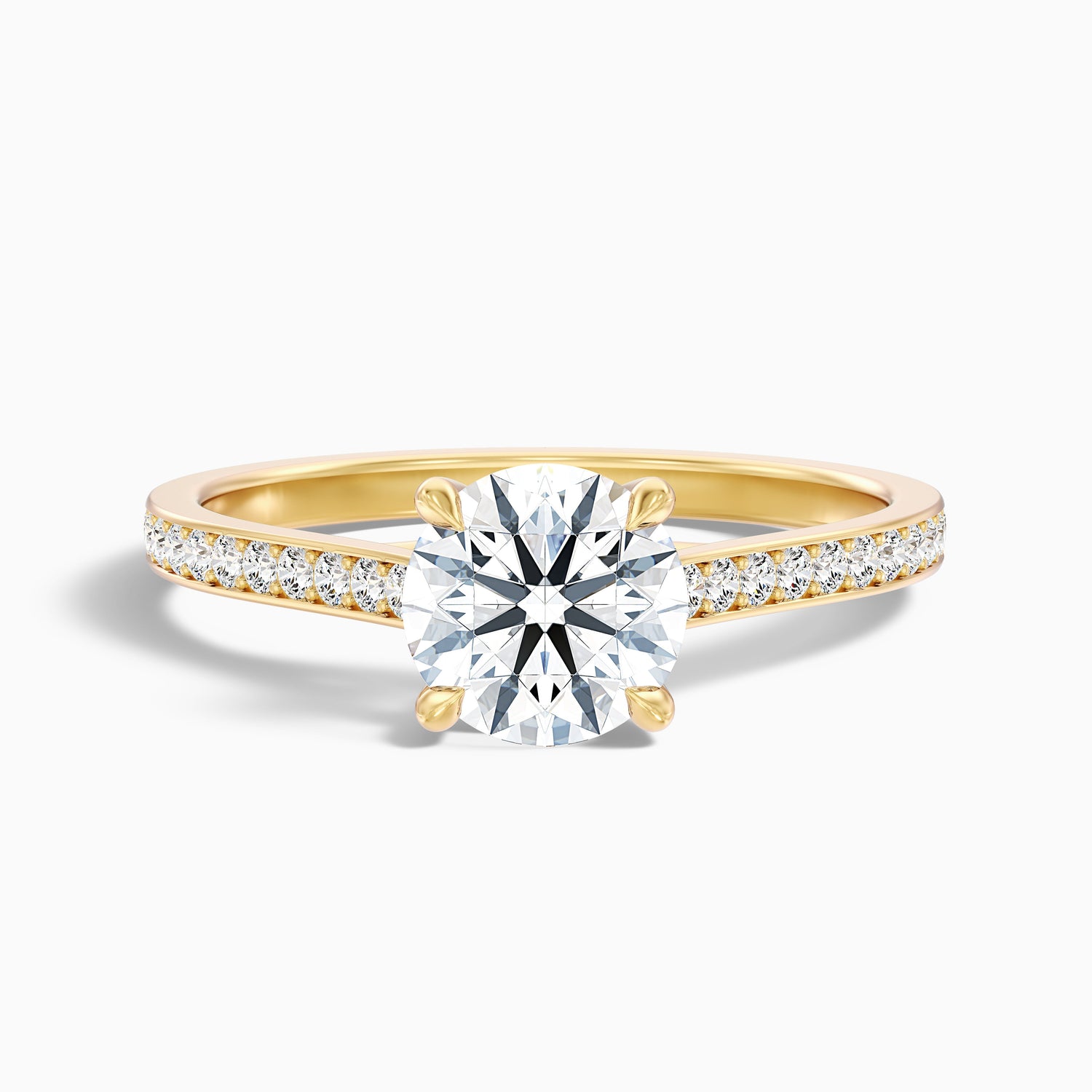 Elma 4.5 Carat Round Side Stone Pave Lab Grown Diamond Ring in 10k White Gold