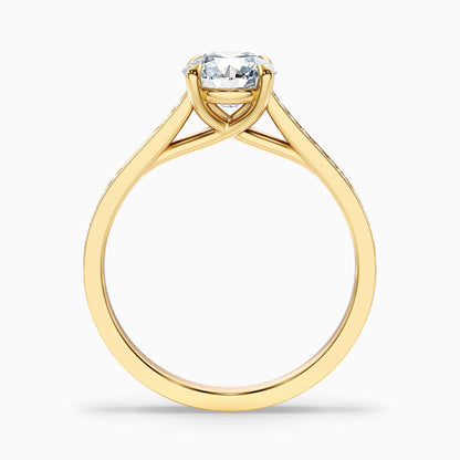 Kate 2.5 Carat Round Side Stone Pave Moissanite Engagement Ring in 18k Yellow Gold