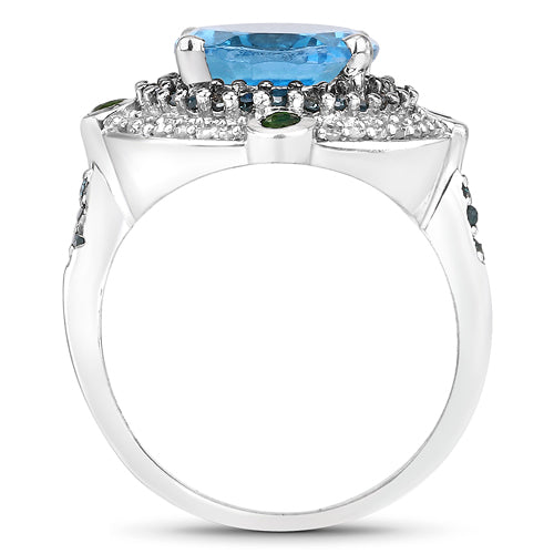 5.84 Carat Genuine Multi Stones .925 Sterling Silver Ring by Bids.com