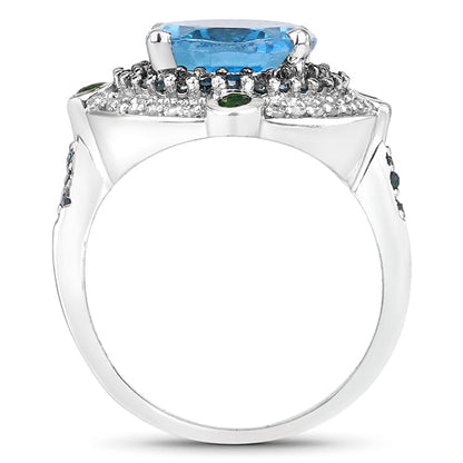 5.84 Carat Genuine Multi Stones .925 Sterling Silver Ring by Bids.com