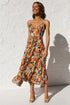 Women New Printed Wooden Ear Suspender Dress by Ragazza