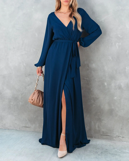 Women Summer Vacation New V Neck Long Sleeve Dress by Ragazza