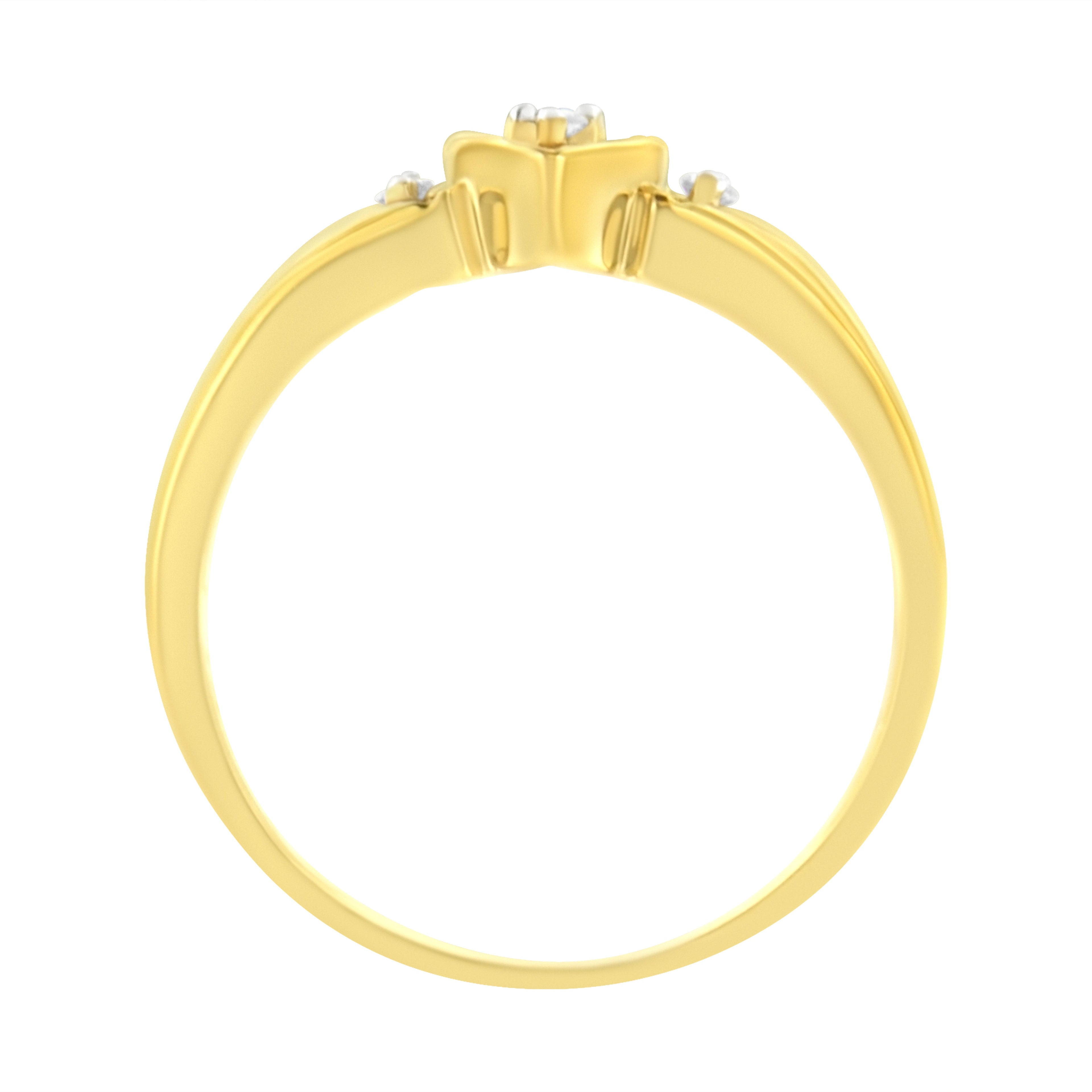 10KT Yellow Gold 1/20 cttw Diamond Triple Heart Diamond Ring (K-L, I1-I2) - Size 7 by Bids.com