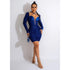Women Wear Long Sleeve Mesh V neck Halter Beaded Dress Women by Ragazza