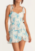 Autumn Embroidered Shoulder Strap Beaded Wooden Ear Printing Slip Dress by Ragazza