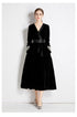 Women Fall Winter Long Sleeve V Neck A Line Midi Dress by Ragazza