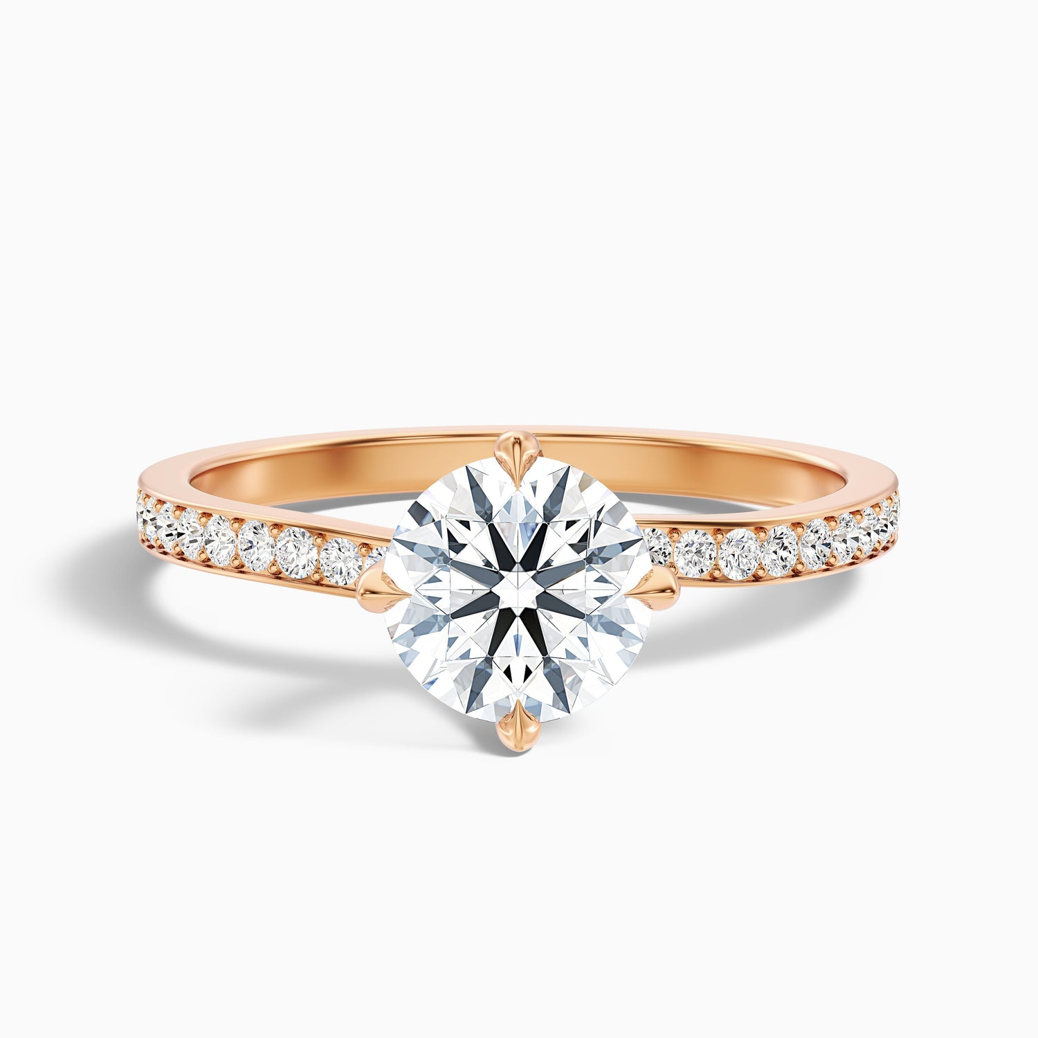 Enni 2 Carat Round Side Stone Pave Lab Grown Diamond Ring in 925 Sterling Silver