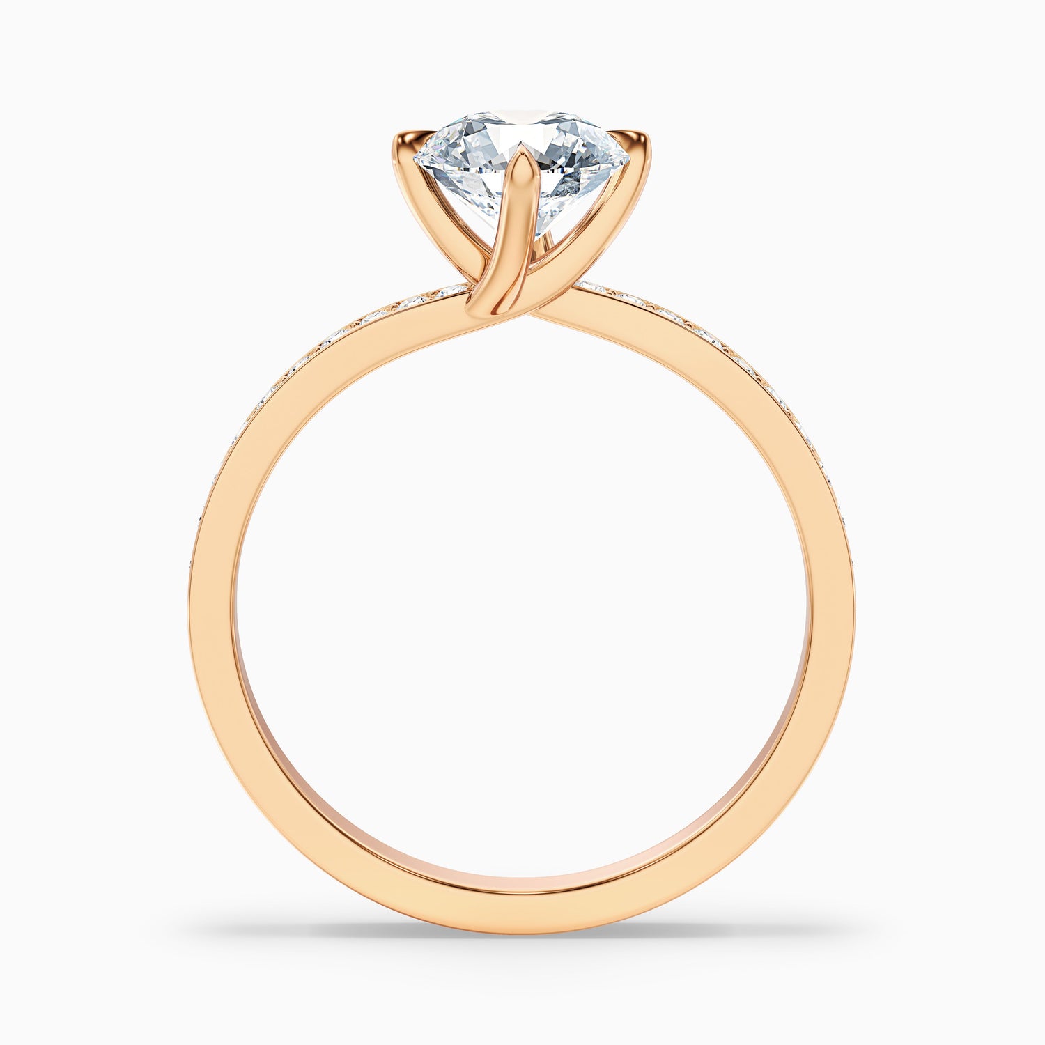 Enni 3 Carat Round Side Stone Pave Lab Grown Diamond Ring in 10k Yellow Gold
