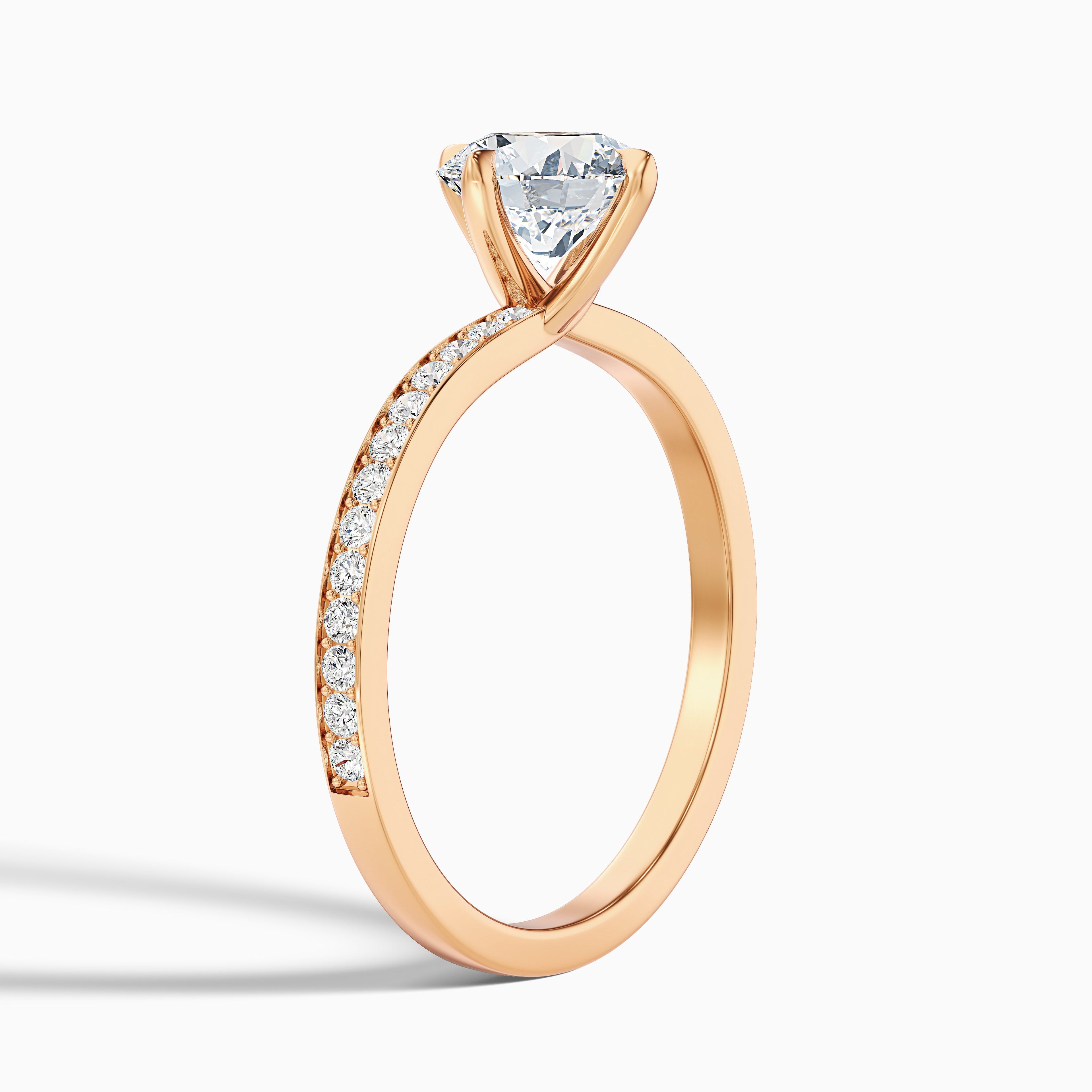 Enni 2 Carat Round Side Stone Pave Lab Grown Diamond Ring in 18k Yellow Gold