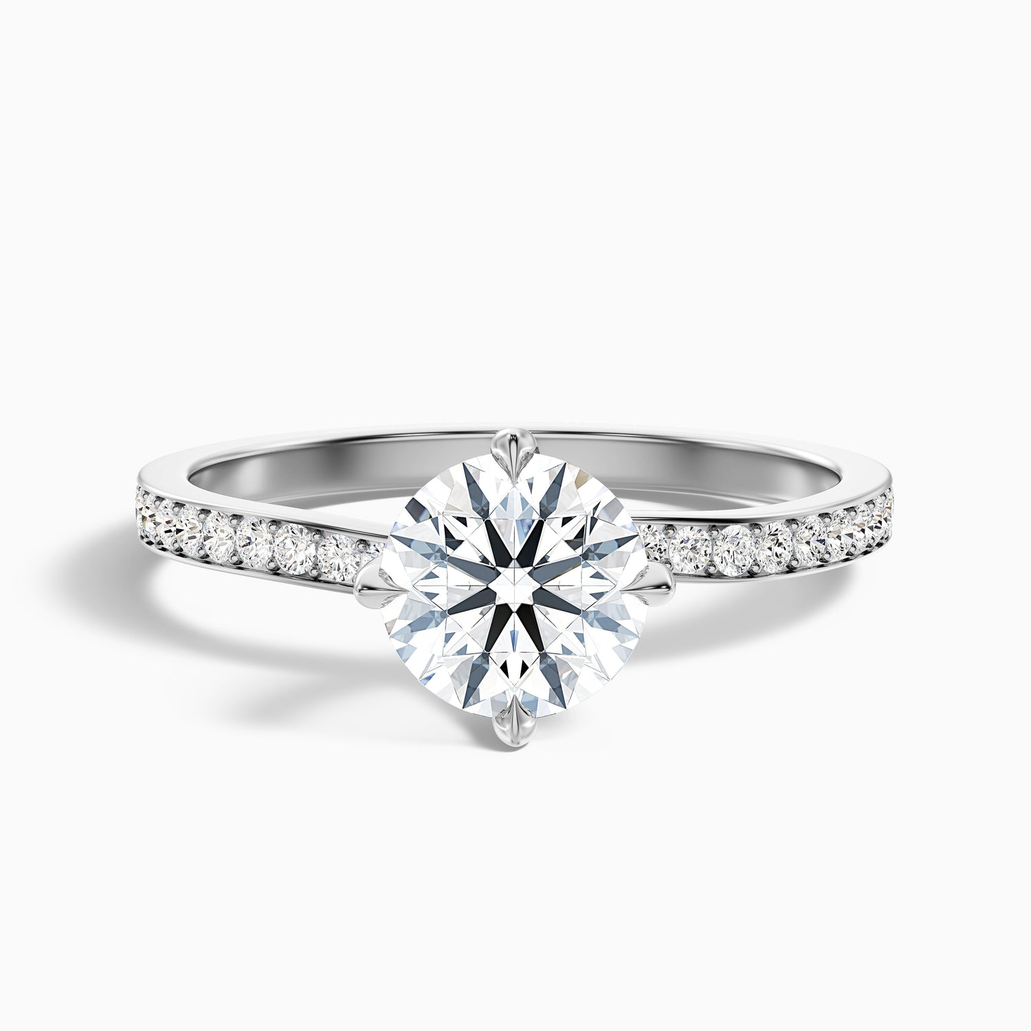 Enni 2 Carat Round Side Stone Pave Lab Grown Diamond Ring in 10k Yellow Gold