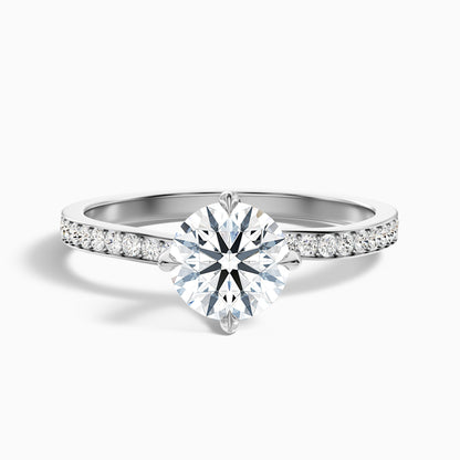 Enni 2 Carat Round Side Stone Pave Lab Grown Diamond Ring in 18k Rose Gold