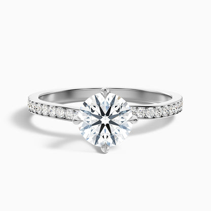 Faye 2.5 Carat Round Side Stone Pave Moissanite Engagement Ring in 18k Rose Gold