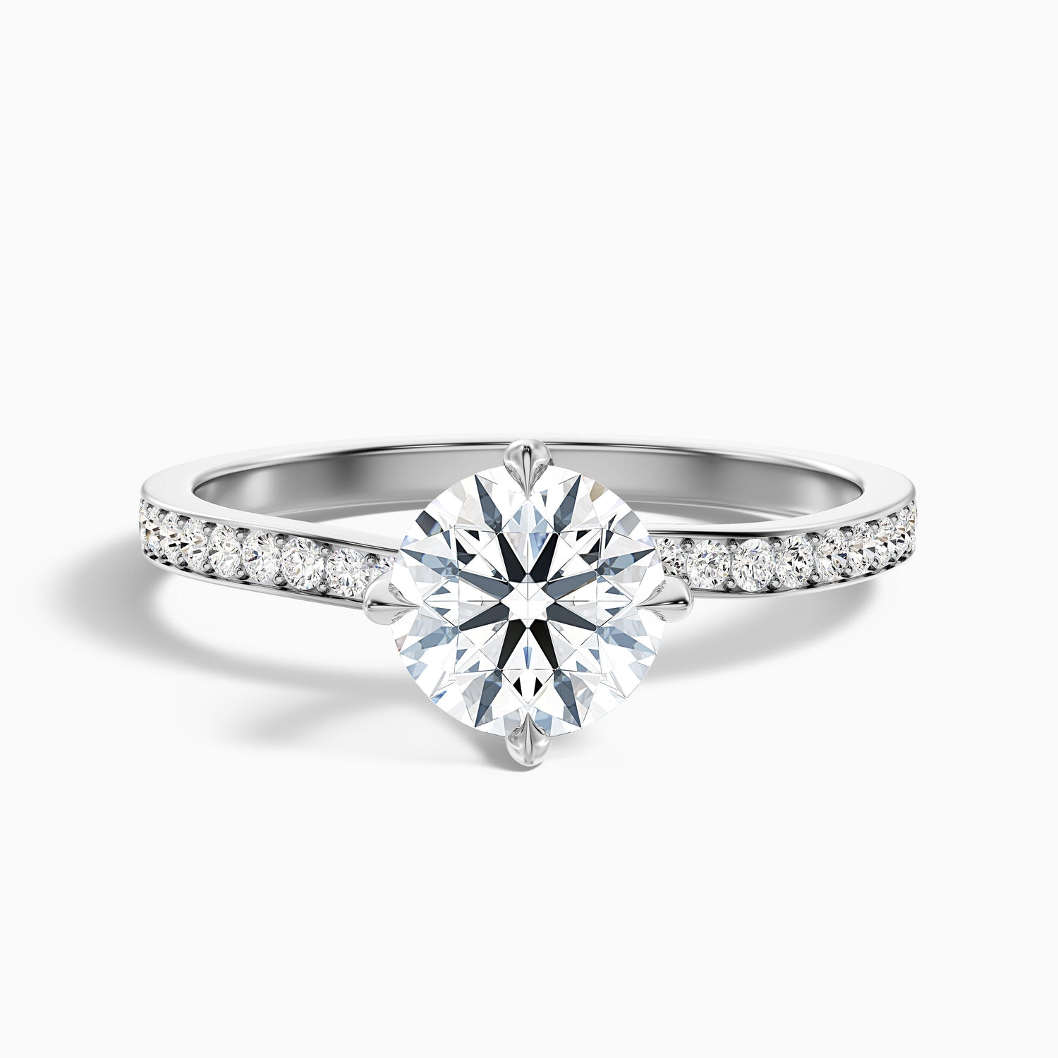 Faye 2.5 Carat Round Side Stone Pave Moissanite Engagement Ring in 10k Rose Gold