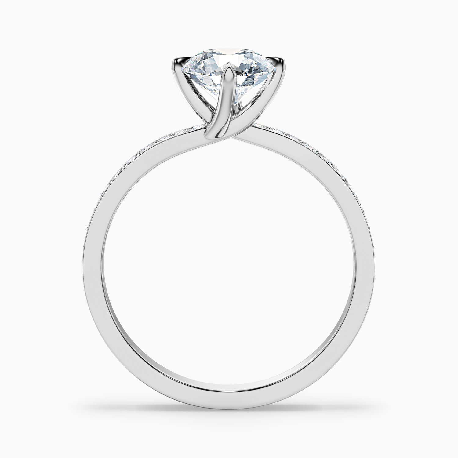 Enni 2 Carat Round Side Stone Pave Lab Grown Diamond Ring in 14k Rose Gold