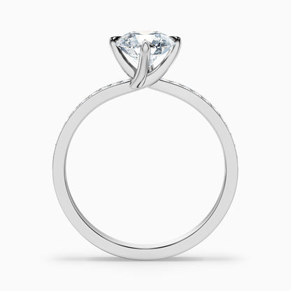 Enni 1.5 Carat Round Side Stone Pave Lab Grown Diamond Ring in 14k Yellow Gold