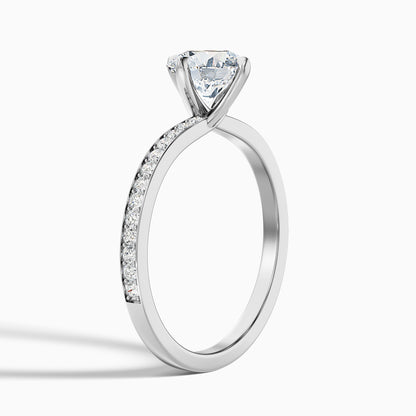 Faye 5 Carat Round Side Stone Pave Moissanite Engagement Ring in 10k Yellow Gold
