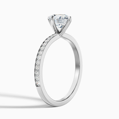 Enni 2 Carat Round Side Stone Pave Lab Grown Diamond Ring in 14k Yellow Gold