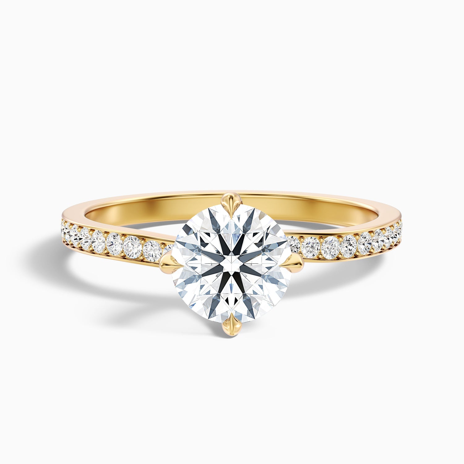 Enni 1 Carat Round Side Stone Pave Lab Grown Diamond Ring in 14k Rose Gold