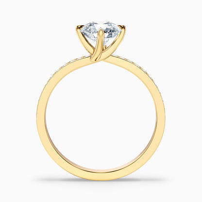 Enni 2 Carat Round Side Stone Pave Lab Grown Diamond Ring in 925 Sterling Silver