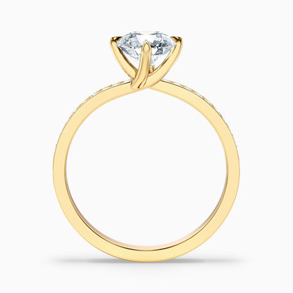 Faye 3.5 Carat Round Side Stone Pave Moissanite Engagement Ring in 14k Rose Gold