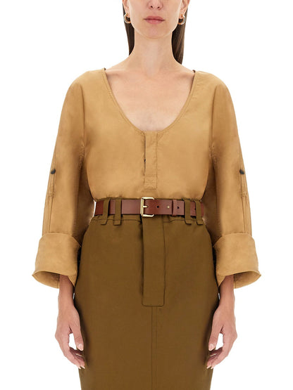 Saint Laurent Women Blusa Henley by Luosophy
