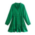 Winter Women Clothing Stand Collar Solid Color Double Fold Ruffled Laminated Long Sleeve Dress by Ragazza