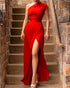 Spring Summer Maxi Dress Waist Tight Mid High Slit High Waist Office Sleeveless Solid Color Sloping Shoulder Dress by Ragazza