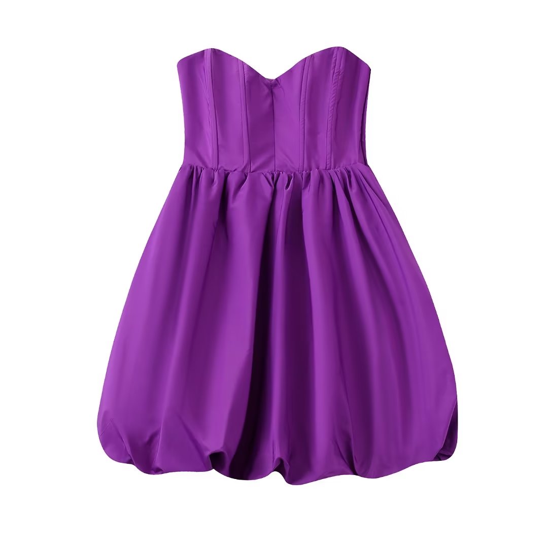 Winter Elegant Tube Top Collar High Waist Mini Puffy Women by Ragazza