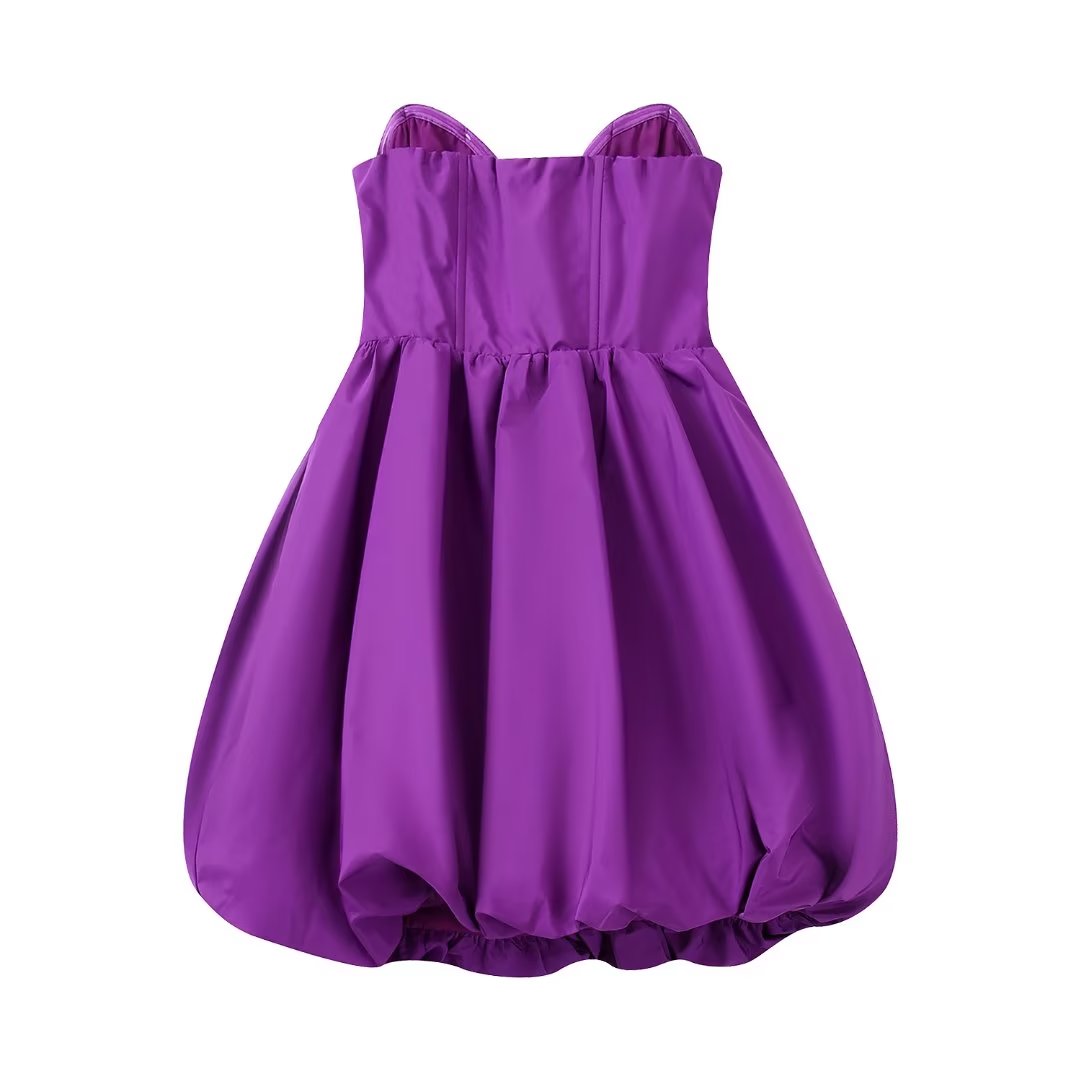 Winter Elegant Tube Top Collar High Waist Mini Puffy Women by Ragazza