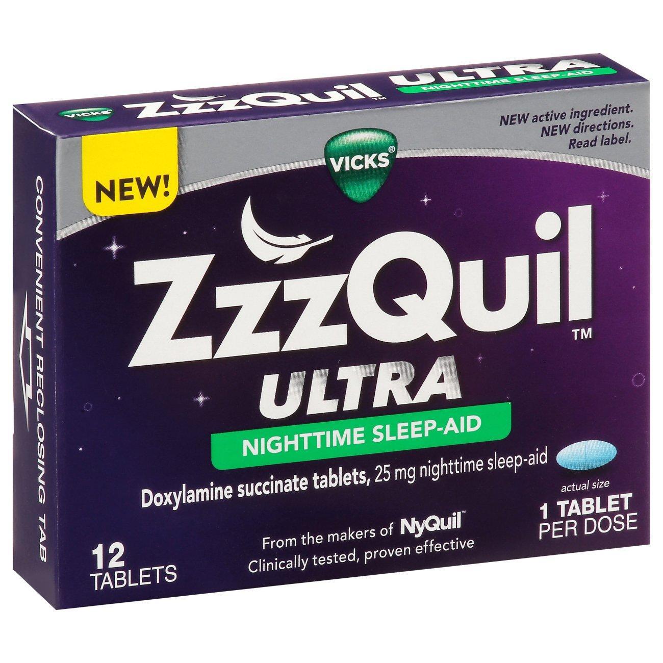 ZzzQuil Ultra 25 Mg Nighttime Sleep Aid 12 Tablets by Pasteur Pharmacy