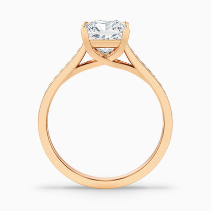 Asta 4 Carat Princess Cut Side Stone Pave Lab Grown Diamond Ring in 14k Yellow Gold  DestGlow