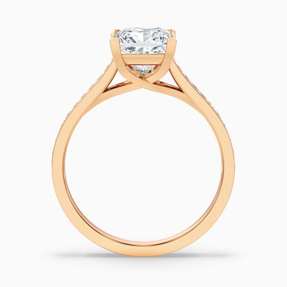 Asta 2 Carat Princess Cut Side Stone Pave Lab Grown Diamond Ring in 18k White Gold