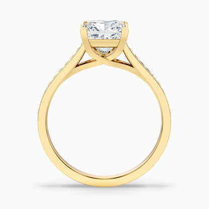 Tia 5 Carat Princess Cut Side Stone Pave Moissanite Engagement Ring in Platinum