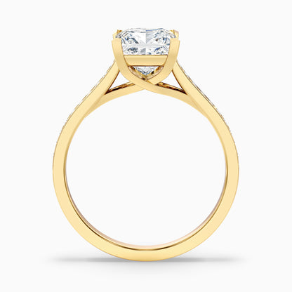 Asta 4 Carat Princess Cut Side Stone Pave Lab Grown Diamond Ring in 14k White Gold