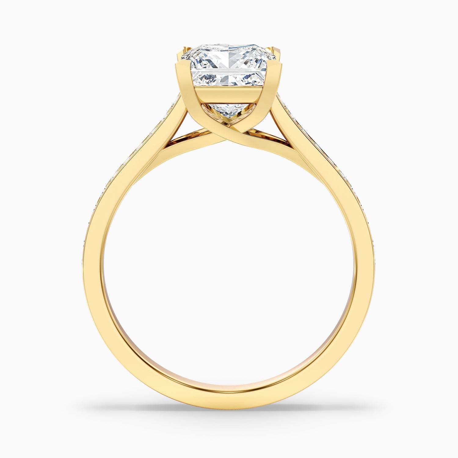 Tia 4.5 Carat Princess Cut Side Stone Pave Moissanite Engagement Ring in 10k Rose Gold