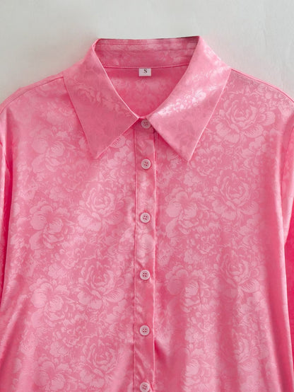 Autumn Women Clothing Surface Jacquard Waist Lace up Office Shirt by Ragazza